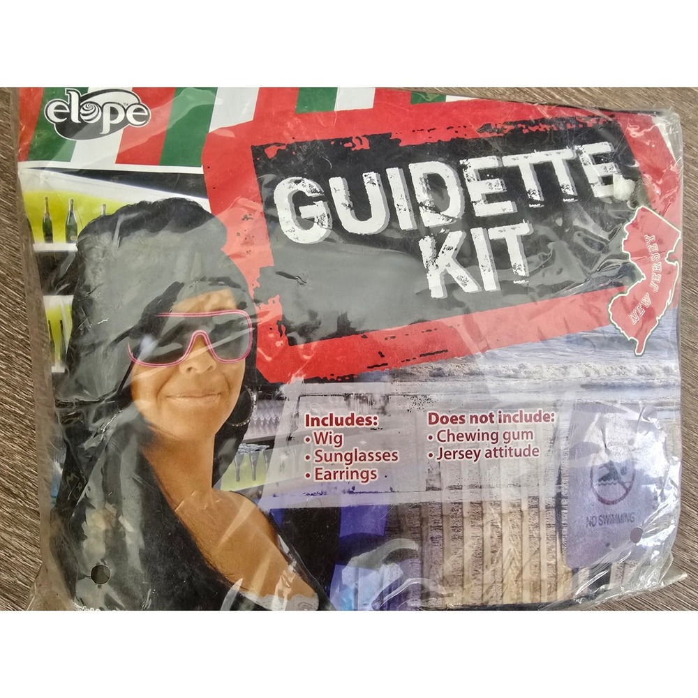 Elope Guidette Kit Jersey Shore Costume Accessory Set Wig Sunglasses Earrings
